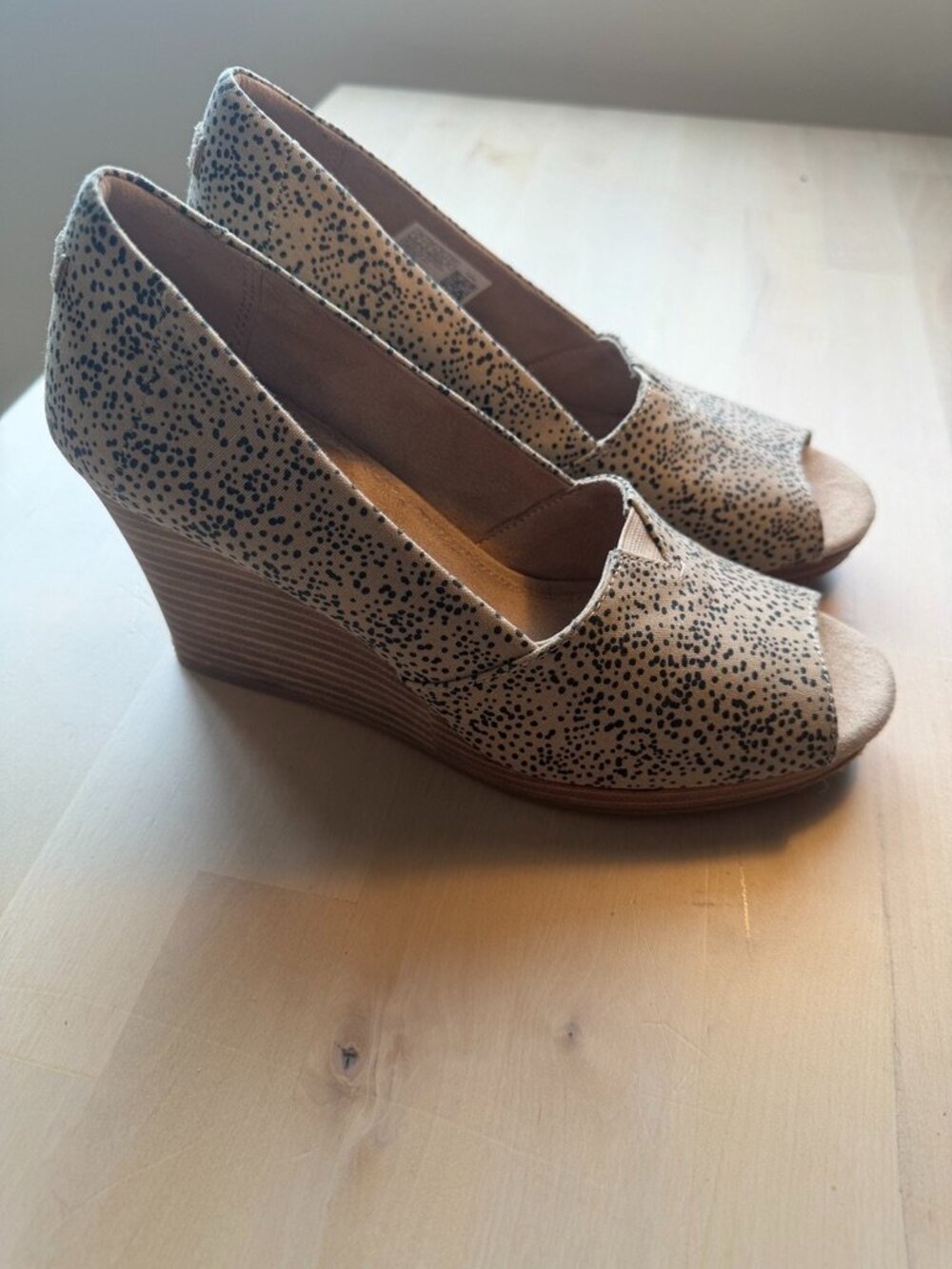 Toms Beige Open Toe Wedge Shoes